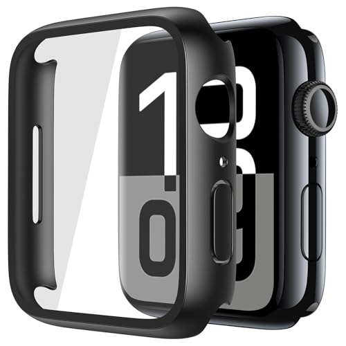 Misxi 2 Pack Tempered Glass Case Compatible for Apple Watch Series 11 (2025) Series 10 46mm, Hard PC Screen Protector Overall Protection Ultra-Thin Lightweight Scratch-Resistant Cover for iWatch, Black