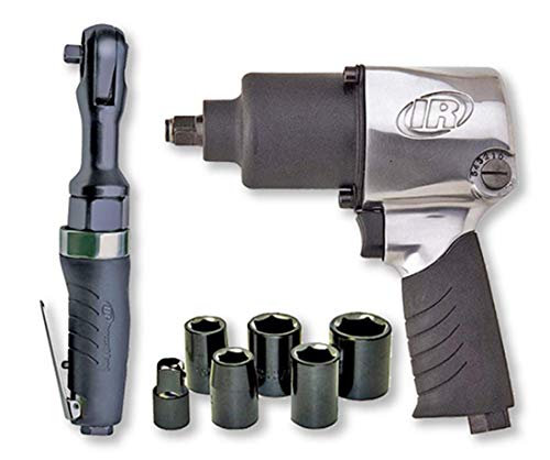 Ingersoll Rand 2317G 1/2' Air Impact Wrench and 3/8' Air ratchet Combination Kit, incl 5-piece Socket Set, Carrying case