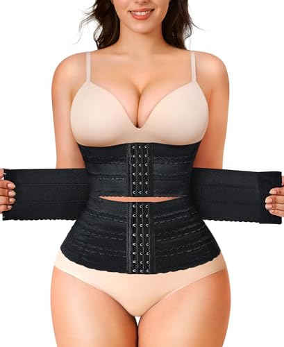 LODAY Segmented Waist Trainer for Women Corset Shapewear Waist Cincher Tummy Control Faja Body Shaper(Black,Medium)