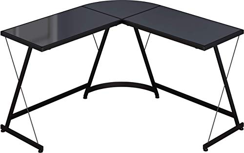 Le Crozz L-Shape Corner Desk Computer Gaming Desk Table, Black