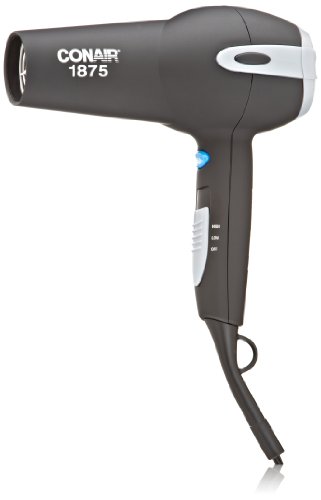 Conair 1875-Watt Ionic Ceramic Hair Dryer with Diffuser and Concentrator, Black