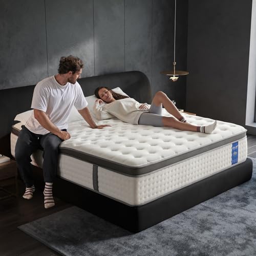 KOULABR Z Queen Mattress,14 Inch Size Mattresses in a Box,Memory Foam Hybrid Mattress, Individual Pocket Spring for Motion Isolation &Zoned Support & Pressure Relief,Medium Firm (Queen, 14, Inches)