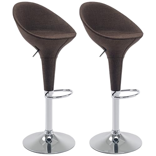 HOMCOM Adjustable Bar Stools Set of 2, Rattan Bar Height Barstools with Swivel for Pub Counter Kitchen