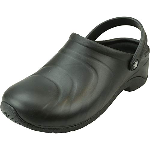 Anywear Zone Nursing Clogs for Women and Men - Lightweight Slingback Non-Slip Work Shoes with Exceptional EVA Cushioning, Ventilated Insoles - Black, 8 Women/6 Men