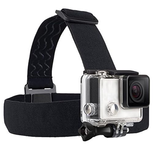 Action Camera Head Mount Strap Wearing Head Belt Compatible with Gopro Hero 13 12 11 10 9 8 7/AKASO EK7000 Brave 4 Brave 7 V50X/ODDV/WOLFANG/Apexcam/Surfola/Xilecam/Icefox (No Cam & Waterproof Case)
