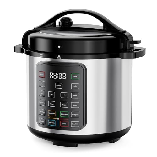 DUMOS 16-in-1 Electric Pressure Cooker 8 QT Stainless Steel Multi Cooker Electric for Pressure, Rice, Steamer, Yogurt Maker, Slow Cook, Sliver