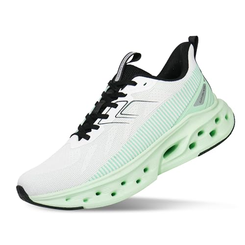 Hawkwell Men's Cloud Zero Active Running Walking Tennis Cushioning Shoes Breathable Lightweight Athletic Non Slip Cross Training Gym Tennis Jogging Workout Fashion Sneakers,Knit White Green,10 M US