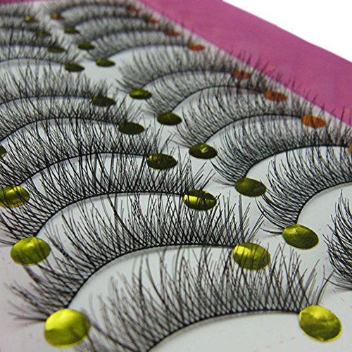 Bluelans® 10 Pairs Long Cross False Eyelashes Fake Thick Eye Lashes