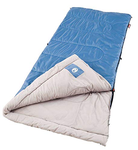 Coleman Sun Ridge 40°F Cool-Weather Sleeping Bag, Lightweight Adult Sleeping Bag with Soft Trim & Draft Tube, Machine Washable