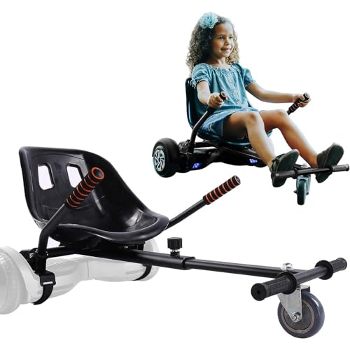 Hoverboard Seat Attachment for 6.5”-10” Hover Board, Buggy Go Kart Conversion Kit, Accessory for Self Balancing Scooter, Hoverboards Go-Cart for Kids or Adults, Black