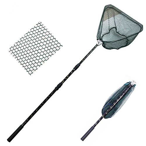 Toasis Foldable Triangular Hoop Brail Net Aluminum Telescoping Pole Handle Fishing Landing Net Nylon Mesh