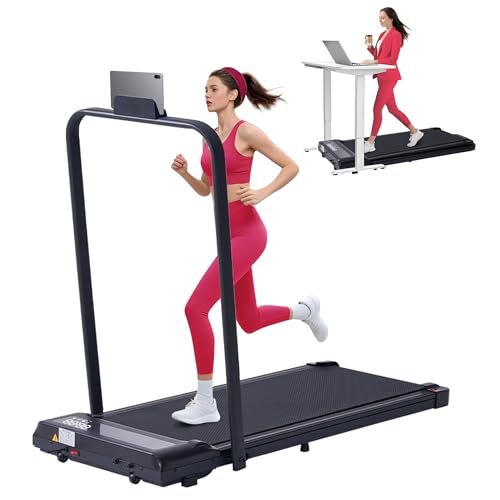 Compact Walking Pad with Handle Bar, 3.0HP Portable Walking Pads Treadmills with Handles for Home Small, 0.6-6.2MPH Compact Home Small Treadmills for Small Spaces, 320LBS