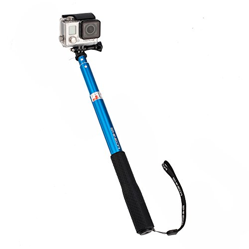 Shineda Telescopic Handheld Monopod Pole Selfie Stick SD-208 for GoPro Hero 2 3+ 4 5 6 and GoPro Session, SJCAM SJ4000 SJ5000 Xiaomi Yi Action Cameras,36' (Blue)