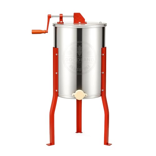 GOODLAND BEE SUPPLY HE3MAN 3 Frame Beekeeping 304 Stainless Steel Drum Honey Extractor With Stand - Manual