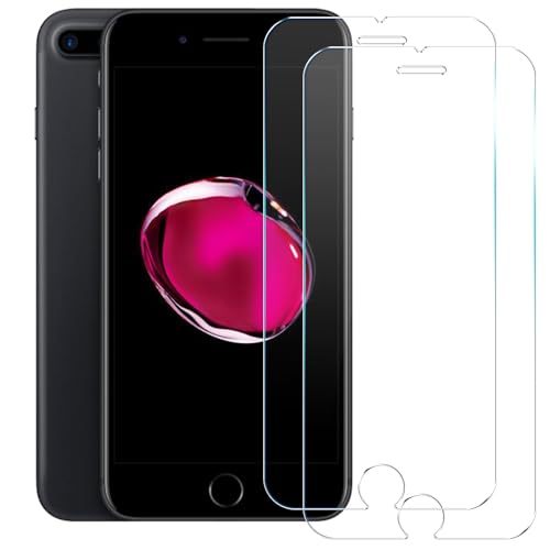 TENOC Screen Protector for iPhone 7 Plus & iPhone 8 Plus & iPhone 6 Plus & iPhone 6s Plus, 2-Pack Clear 9H Tempered Glass Film Cover Sensor Protection Case Friendly for 5.5 inch