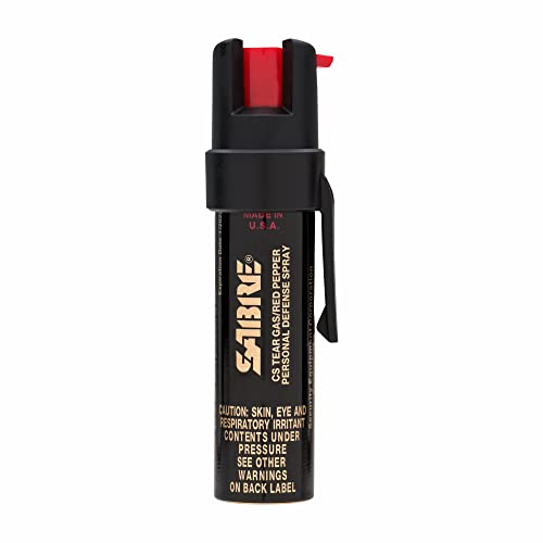 SABRE Advanced Pepper Spray, 3-in-1 Formula Contains Maximum Strength Pepper Spray, CS Tear Gas and UV Marking Dye, Compact Belt Clip for Easy Carry and Fast Access, 4X longer spray time, 0.67 fl oz