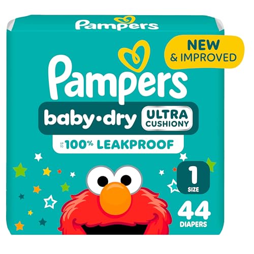 Pampers Diapers - Baby Dry - Size 1, 44 Count, Absorbent Disposable Infant Diaper (Packaging May Vary)