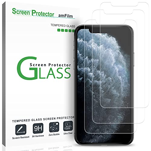 TechMatte Glass Screen Protector for iPhone 11 Pro, iPhone XS/X with Easy Installation Tray, Tempered Glass, Pack of 3