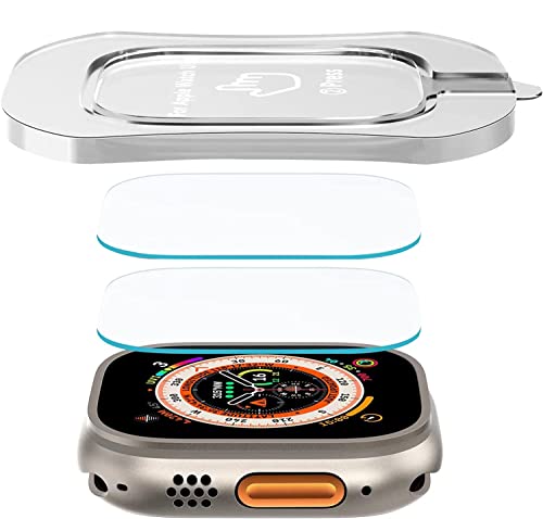 SWUU 2 Pack Tempered Glass Screen Protector with Auto-alignment Installation Frame Compatible with Apple Watch Ultra 3/Ultra 2 /Ultra Screen Protector 49mm, Waterproof HD Film for iWatch Ultra Clear
