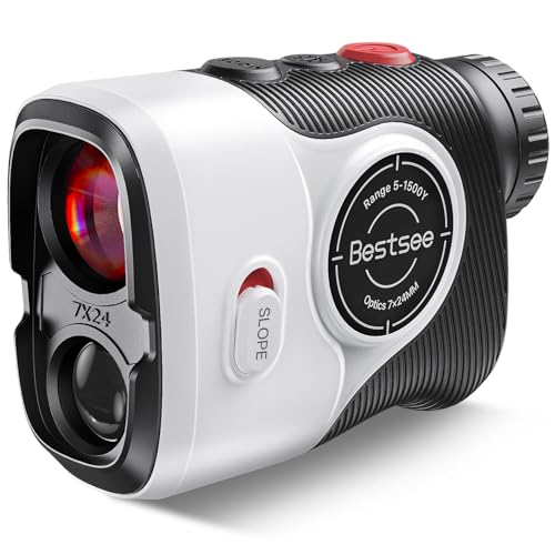 Bestsee Golf Laser Rangefinder with Slope, 1500Y Range Finder, 0.3s Flagpole Locking Vibration, 7X Magnification, Magnet Stripe, 85% Transmission Lens for Golfing/Hunting, Golf Accessories for Men