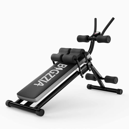 Bigzzia Ab Machine, Ab Workout Equipment Machine for Stomach Workout Foldable Abdominal Trainer for Home Gym Adjustable Ab Exercise Bench Crunch Machine for Core Abdomen, Black