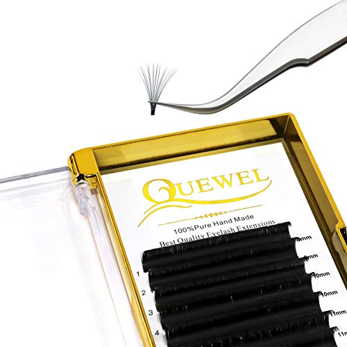 QUEWEL Volume Lash Extensions, 0.03 0.05 0.07 C CC D DD Curl Easy Fan Lashes Mix 8-20mm Self Fanning Lash Extensions Blooming Volume Eyelash Extensions(0.07D Mix8-15)