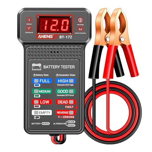 ANENG Car Battery Tester,12V Digital Automotive Batteries Tester,Alternator Charging Analyzer,Voltmeter with LCD Display and LED Indication, Voltage Indicator for Car Truck Motorcycle Electrical Tools