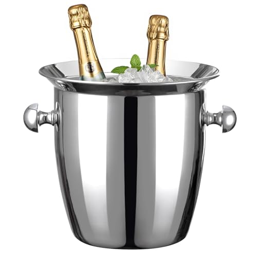 Ice Bucket, Large Ice Bucket for Parties, 5L Portable Stainless Steel Wine Buckets with Handle for Champagne, Beer, Cocktails, Indoor, Outdoor, Camping, Picnic