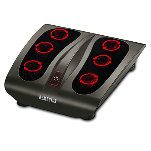 HoMedics Triple Action Shiatsu Foot Massager with Heat – Therapeutic Kneading Foot Massager Machine with Triple Rotating Heads, Toe-Touch Control, Breathable Fabric