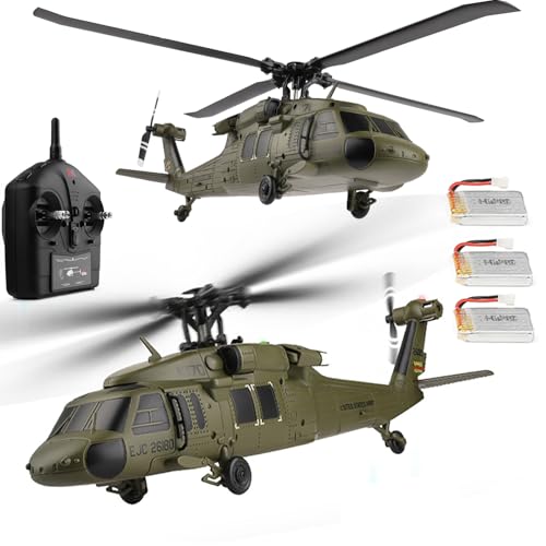 Ssccgym K170 UH60L Remote Controlled Helicopter Aircraft Plane 2.4Ghz 4CH RC Helicopter Heli Aileronless 6-Axis Gyroscope Altitude Hovering 3-Batteries for Adults Beginners