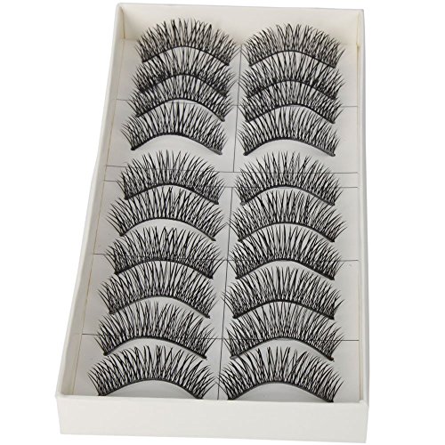 Dimart 10 Pairs Black Long Thick Soft Reusable False Eyelashes Fake Eye Lash for Makeup Cosmetic