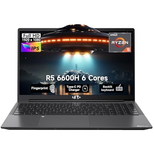 NIMO 15.6' IPS FHD-Gaming-Laptop, 6 Cores AMD Ryzen 5 6600H 32GB DDR5 RAM 1TB SSD (Beat i7-1165G7, Up to 4.5GHz) AMD Radeon 660M GPU-Computer with 100W Type-C Backlit Keyboard Fingerprint