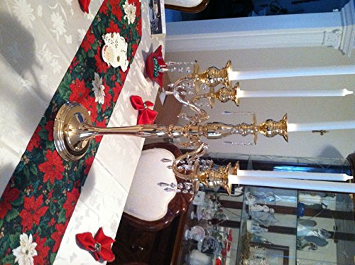 Godinger Silver Art Tradition Nickel Plated 5 Light Candelabra With Hanging Crystal Drops