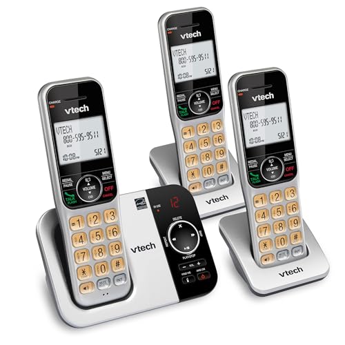VTech 3 Handset DECT 6.0 Expandable Cordless Phone with Answering System, CS5329-3 (Silver/Black)