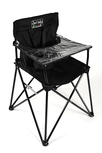 ciao! baby Portable High Chair for Travel, Fold Up High Chair with Tray, Black