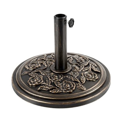 18 Inch Cast Stone w/Resin Shell Patio Umbrella Base, Bronze