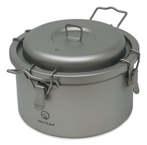 Valtcan 3200ml Titanium Rice Cooker Pot Home and Camping Backpacking Bento Lunch Box with locking Lid for Rapid Easy Rice Making 867g