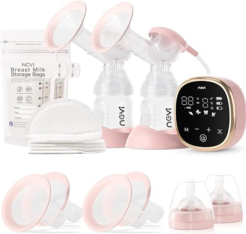 NCVI Electric Breast Pump 8782, Portable Hospital-Grade Double Pump with 4 Modes & 9 Levels, Anti-Backflow, Rechargeable Quiet Breastfeeding Pump for Efficient Comfortable Use at Home, Work or Travel