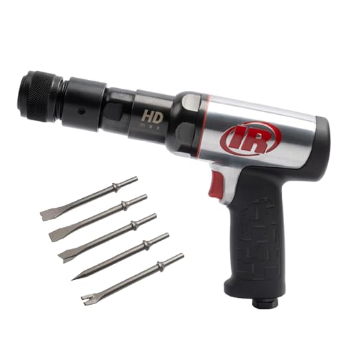 Ingersoll Rand 135MAXK Vibration Reduced Quick-Change Air Hammer 5-Piece Chisel Set, 2,600 BPM, 3' Stroke, Round Shank