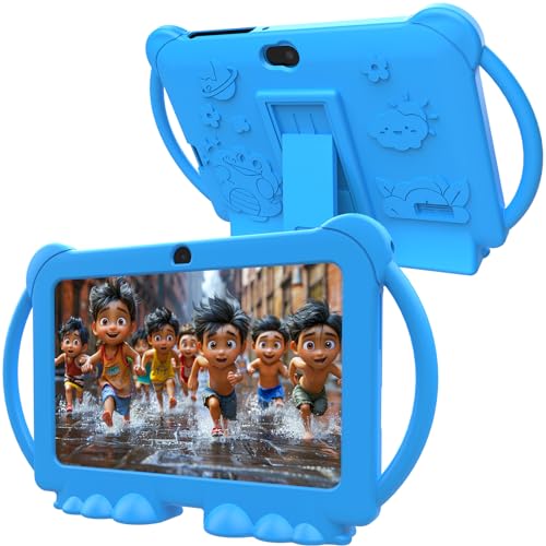 Kids Tablet 7 inch Android 12.0 for Toddler, 4GB RAM 32GB ROM Bluetooth IPS Screen Parental Control Dual Camera Shockproof Case for Educational Games, (1PCS, Blue)