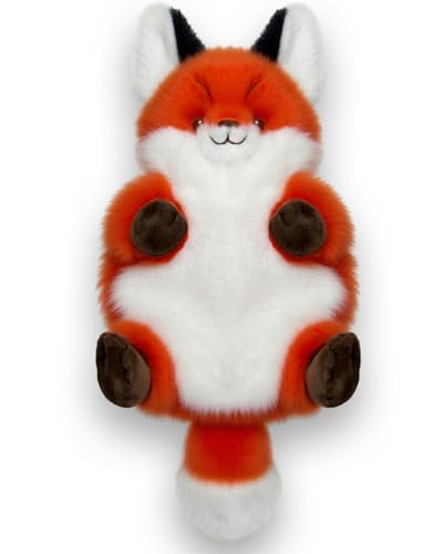 Red Fox Microwave Heating Pad for Period Cramps, Microwavable Stuffed Animal Cute Moist Weighted Plush Heating Bean Bag with Removable Cover Unscented Heatable Gifts