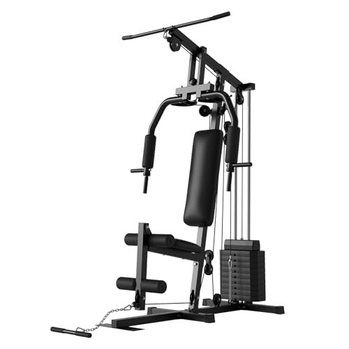 Home Gym, Multifunctional Weight Machine, Full Body Workout Station Exercise Equipment, All in One Home Gym with Pulley System for Strength Training