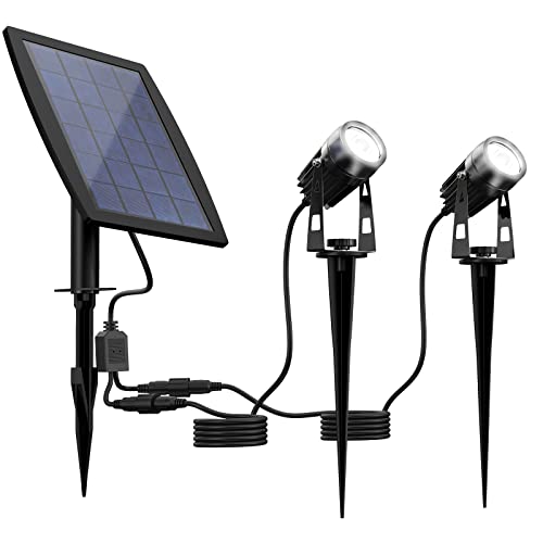 DINGLILIGHTING Solar Spot Lights - 2-in-1 Waterproof LED Landscape Spotlights for Yard, Garden, Driveway, Patio, Lawn - Auto On/Off Daylight