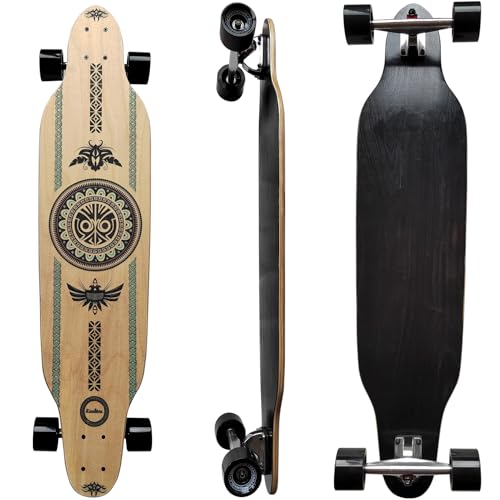 Rimable 41 Inch Freestyle Topmount Longboard Skateboard - Beginner Cruiser Freestyle Maple Wood Deck Cruising Long Board Skateboard for Teenagers,Kids and Adults (Bohemian)