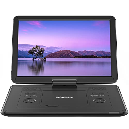 17.5'' Portable DVD Player with 15.6'' Large HD Screen, 6 Hours Rechargeable Battery, Support USB/SD Card/Sync TV and Multiple Disc Formats, High Volume Speaker, Black