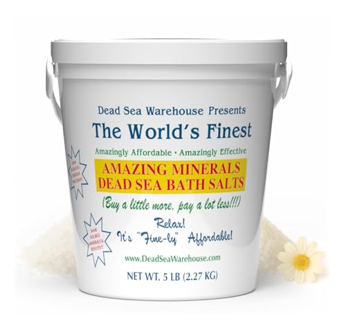 Dead Sea Warehouse-Amazing Minerals Dead Sea Bath Salts,100% Full Mineral Therapeutic Bath Salts, Detoxifying & Moisturizing, Exfoliating for Dry Skin, Unscented(5 lbs)