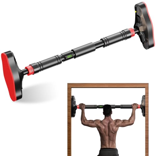 ATHSPO Pull Up Bar for Doorway, Adjustable Door Frame Pull Up and Chin Up Bar, Total Upper Body Workout Bar for Home Gym Workouts (BLACK, installation distance27''-37'')