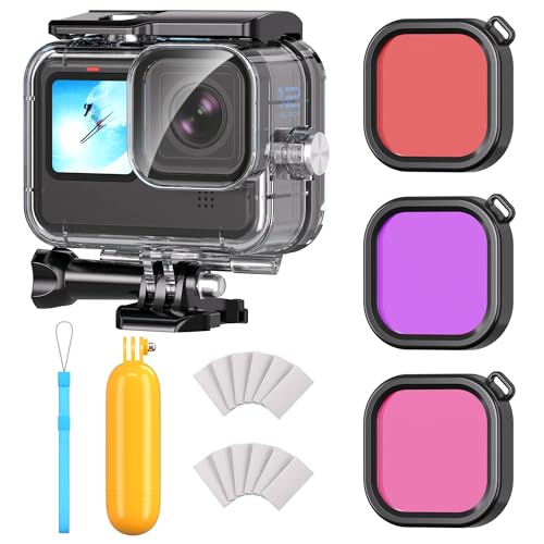 GOLRTRAL Waterproof Case with Dive Filters for GoPro Hero 13 /Hero 12 /Hero 11 /Hero 10 /Hero 9 Black, 230FT/70M Underwater Protective Housing Dive Kit, Professional Action Camera Dive Accessory