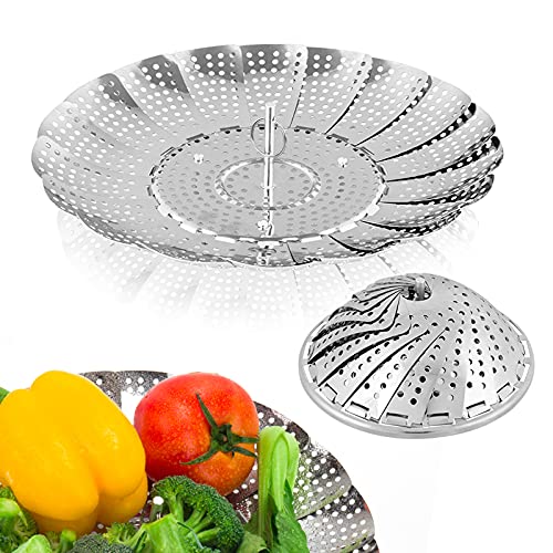 Vegetable Steamer Basket, Premium Stainless Steel Veggie Steamer Basket - Folding Expandable Steamers to Fits Various Size Pot Small by SAYFINE (5.5' to 9.2')