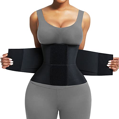 FeelinGirl Workout Waist Trainer Underbust Corsets Cincher Belt Hourglass Neoprene Body Shaper for Women Black L